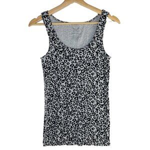 Faded Glory Y2K Teens Girl Tank Top L/G (12-14) Cheetah Leopard Print Black Gray